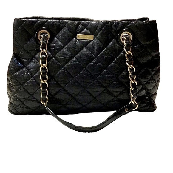 KATE SPADE black checkered leather shoulder bag serial number PXRU2169 - Picture 1 of 16